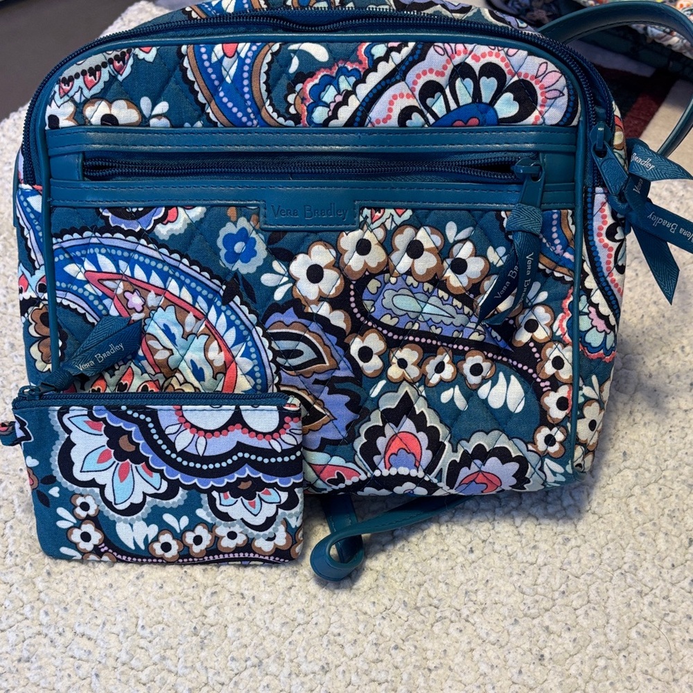 Vera Bradley Blue and White Floral Crossbody Bag